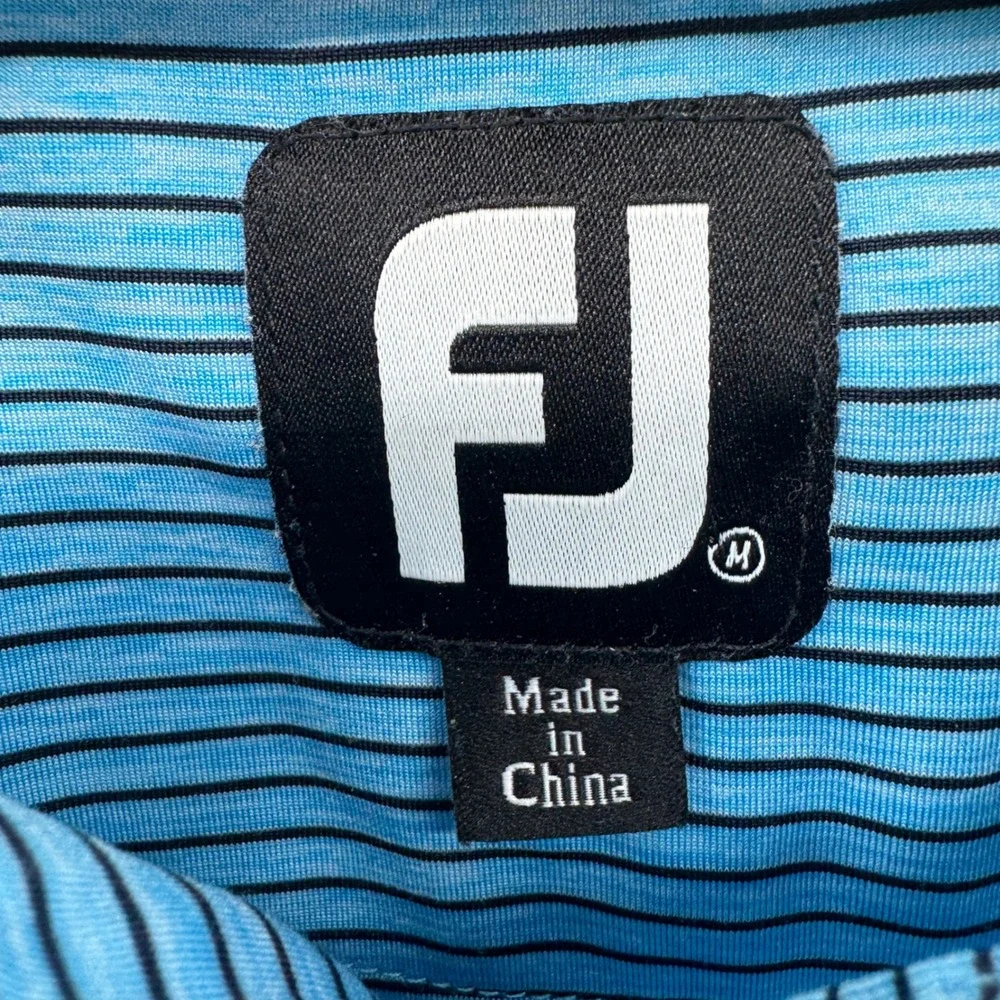 FootJoy Polo Shirt Mens Medium Stripe Performance Golf Athletic Casual Preppy‎
